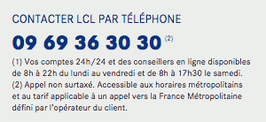 Contact LCL telephone