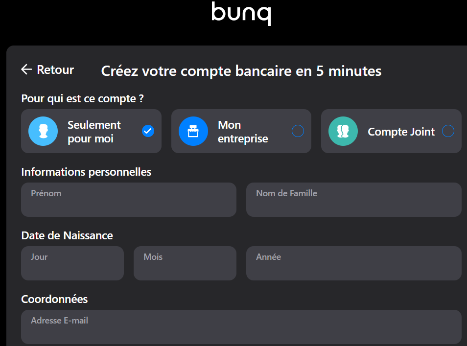 ouvrir un compte bunq